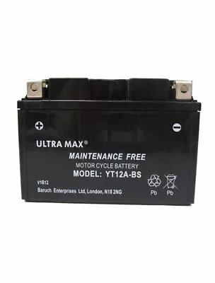 ULTRAMAX YT12A-BS 12V 10Ah FOR MOTORCYCLE MOTORBIKE QUAD BIKE JET SKI • £29.99