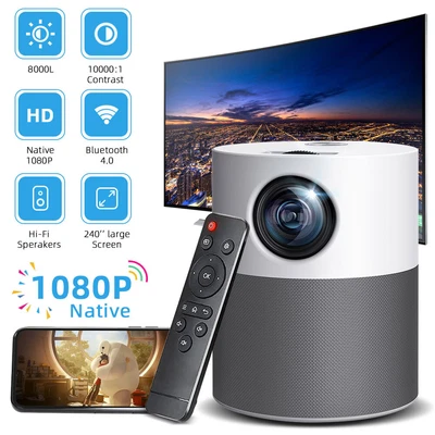 $209.99 • Buy 4K 1080P HD Bluetooth Video Projector Wifi USB HDMI Portable Home Projector