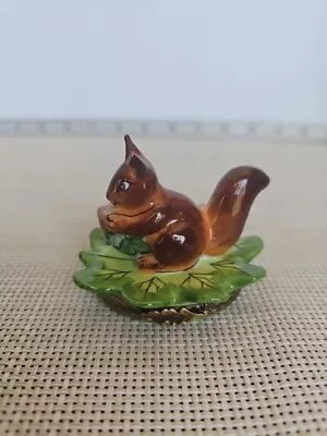 Limoges Peint Main Rochard Porcelain Hinged Trinket Box Squirrel-Exc Condition  • $65