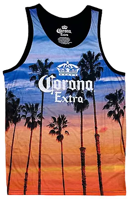 Corona Extra Beer Cerveza Men's Sunset Graphic Sleeveless Tank Top Tee T-Shirt • $17.99