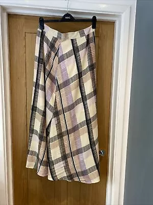 ❤️‍🩹Marks & Spencer Brown Check Maxi Skirt Size 12 W30” L38”❤️‍🩹 • £3.99