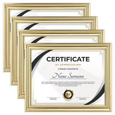 Document Frames 8.5x11 Wood Certificate Frames Wall Or Tabletop  Set Of 4 Gold • $24.50