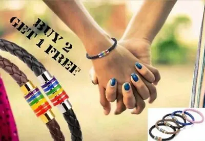 £3.89 • Buy Bracelet Pride LGBT Rainbow Unisex Leather Gay Pride Jewellery Lesbian Bisexual