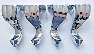 4x Chrome LADY LEGs Silver Chrome Polished 1x Leg For Beds Sofa Queen Anne Bench • £14.99
