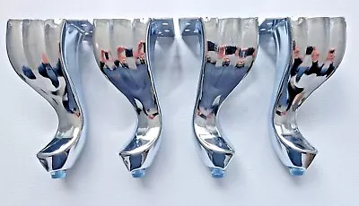 4x Chrome LADY LEGs Silver Chrome Polished 1x Leg For Beds Sofa Queen Anne Bench • £18.99