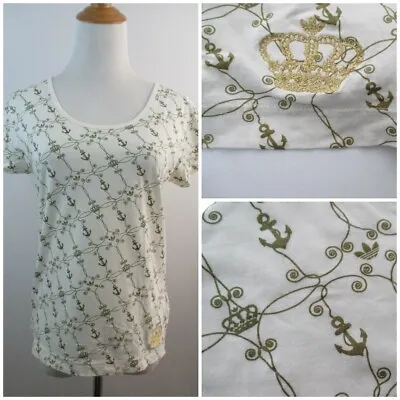 £18.53 • Buy ADIDAS Respect Me Missy Elliot Ivory Khaki Green Logo Print Women Sz Small Shirt