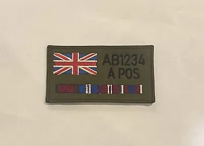 Medal Ribbon Olive Zap Union Jack Colour Name Embroidered Badge Military Patch • £10