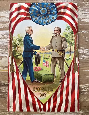 Vintage Patriotic Postcard 1910s Decoration Memorial Day Civil War Soldiers Flag • $8