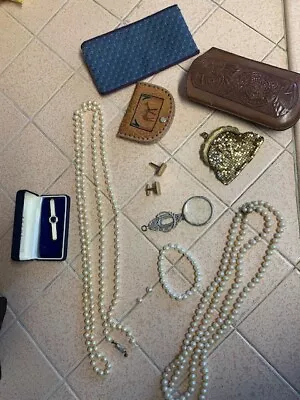 10pc Vintage Mixed Lot-tie Clip/cufflinks/pearls/coin Purse Fix/wear • $15