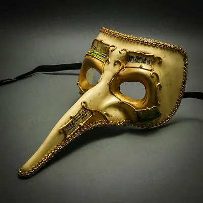 $19.95 • Buy Musical Gold White Venetian Plague Doctor Carnival Masquerade Ball LongNose Mask