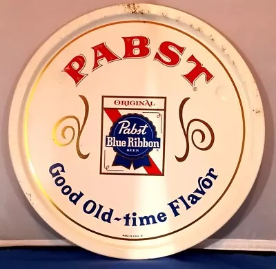 VINTAGE PABST BLUE RIBBON BEER SERVING TRAY - TIN METAL ROUND - *Rare* • $33