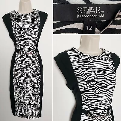 £11.99 • Buy Zebra Animal Print Pencil Wiggle Dress STAR JULIEN MACDONALD 12 Cocktail Party