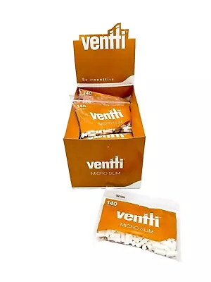 Ventti Micro Slim Orange 140 Filter Tip Bag X 12 Pack Box (1680 Tips) • $20.27