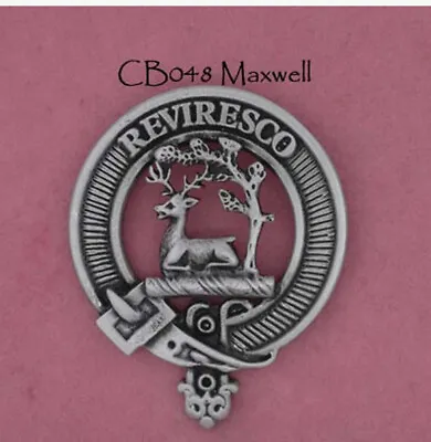 Maxwell Hand Crafted Pewter Scottish Clan Crest Cap Badge Brooch UK  • $27.72