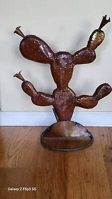 Metal Prickly Pear Cactus Yard Art Decoration Sculpture 19  Tall • $25