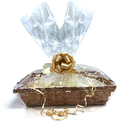 DIY Make Your Own Hamper Wicker Gift Basket Box Kit With Shred+Cellophane+Bow  • £11.49