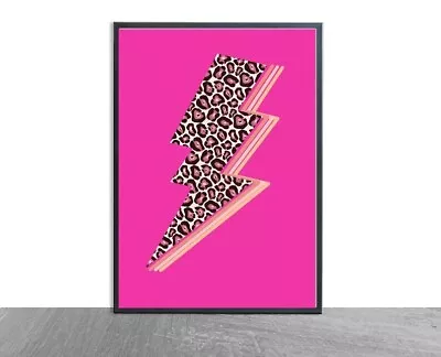 Leopard Print Lightning Bolt Print - Bright Art • £12.99