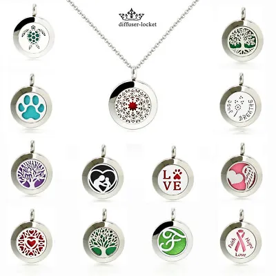 20mm Aromatherapy Necklace Stainless Steel Essential Oil Diffuser Locket Pendant • $2.65