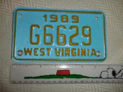 $17.77 • Buy [1] WEST VA.Motorcycle  1989 License Plate Very Nice Plate  # G6629~ EXPIRED~~