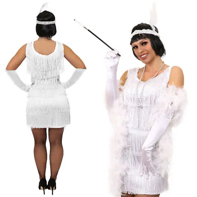 £18.99 • Buy 1920's Deluxe White Flapper Dress Fancy Dress Costume Ladies Charleston Gatsby