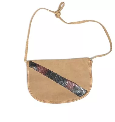 Vintage Snakeskin Bag Mr Ernest By Simon Tan Purse & Suede Leather Flap  • $62.99