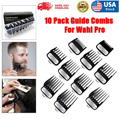 $21.93 • Buy 10PCS Professional Cutting Hair Clipper Premium Guides Combs Guards For Wahl Pro