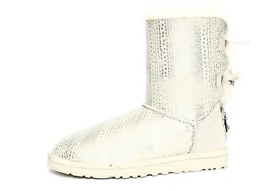 UGG Bailey Bow Bling Women's Grey Shearling Lined Boots Size 5 1090 * • $188.80