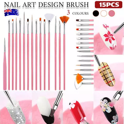 15pcs Nail Art Brushes Design Set Dotting Painting Drawing Polish Pen Tools Kit • $5.69