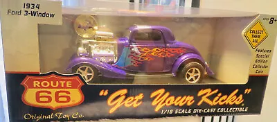 Ertl  Route 66 -  Get Your Kicks  - 1/18 - 1934 Ford Purple - New • $49.95