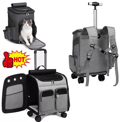 Wheeled Pet Carrier Backpack Pet Stroller Travel Carrier Removable Backpack  • $87.66