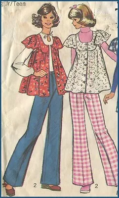 1970s Vintage Smock And Pants Simplicity 5429 Sewing Pattern Sz 11/12 Teen B 32 • $5