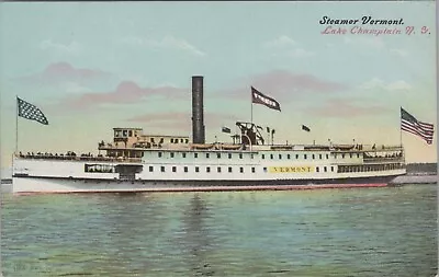 Postcard Steamer  Vermont  Lake Champlain NY New York Circa 1908 - A093 • $5.99