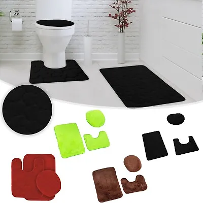 3Pcs Bathroom Mat Set Anti Slip Toilet Rugs Carpet Toilet Lid Cover Bath Mat Set • $12.34