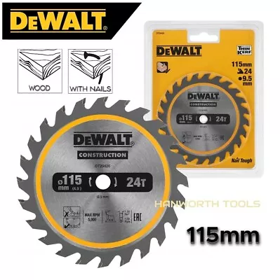 DeWALT Circular Saw Blade 115mm 24T Thin Kerf Wood 24 Teeth 9.5mm Bore Trimsaw • £11.81