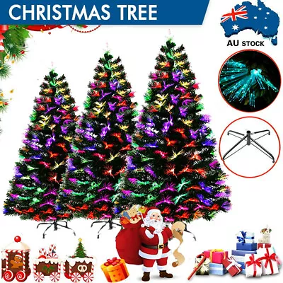 Fibre Optic Christmas Tree 4/5/6/7FT Pre Lit With Stars Xmas Indoor Decorations • $8.99