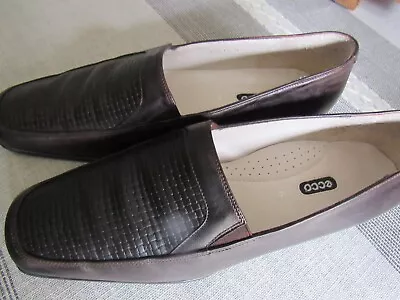 Ladies Ecco Shoes Brown Leather Slip On Uk Size 6 New Lovely Shoes • £20