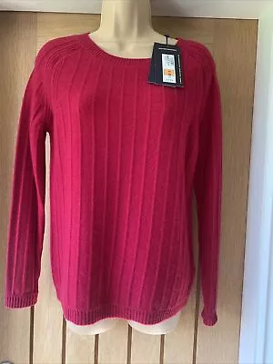 Bnwt Marks And Spencer Pure Cashmere Jumper Raspberry/red Size 10 • £30