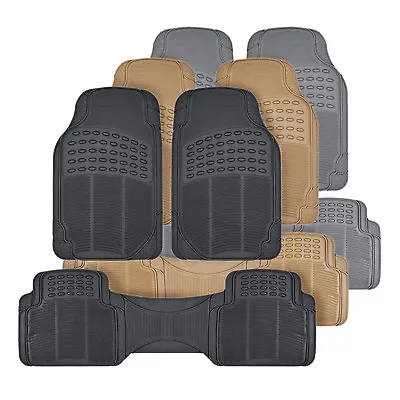 Classic Rubber Car Floor Mats And Row Liner - Trimmable All Weather 3pc • $24.99