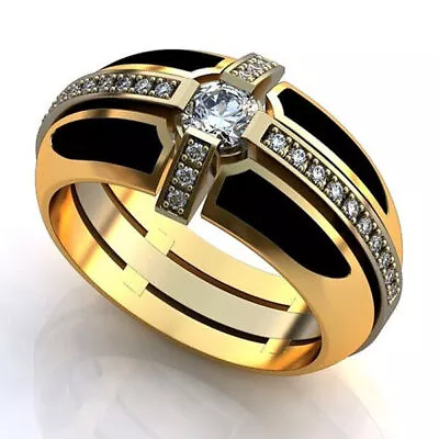 18k Yellow Gold Plated Rings Fashion Zirconia Rings For Women Jewelry Size 6-12 • £3.68