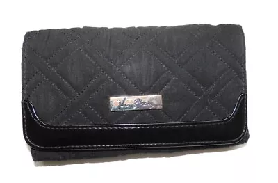 Vera Bradley Quilted Black Trifold Wallet Classic Black With Striped Interior 7  • $12.90