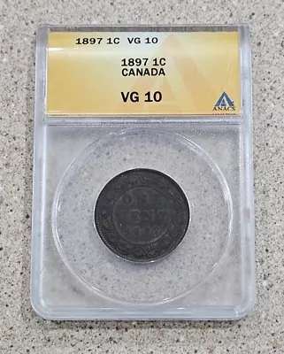 1897 Canada One Cent Penny 1C Coin ANACS Graded VG 10 Canadian Queen Victoria • $62.49