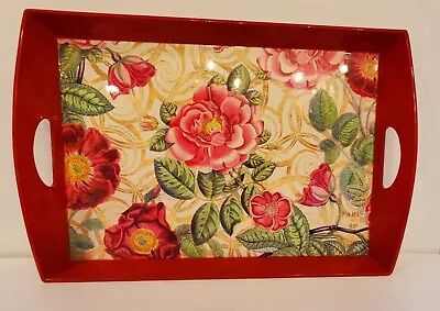 Michel Design Botanical Garden Red Roses Floral Decoupage Vanity Tray • $38