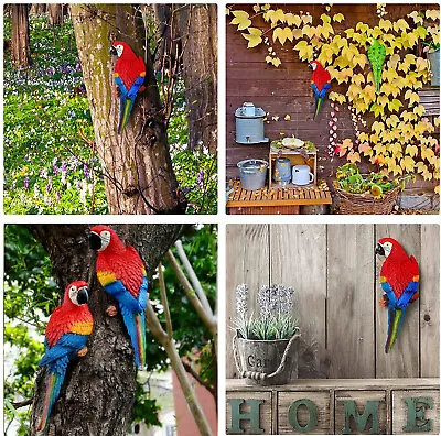 £6.39 • Buy Resin Parrot Bird Statue Outdoor Garden Ornament Decoration Tree Wall Lawn Decor