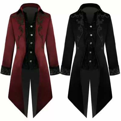 Men's Rococo Tailcoat Coat Halloween Jacket Pirate Steampunk Costume 3 Colors • $42.99