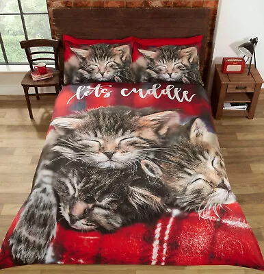 £18.99 • Buy Cute Cuddle Cat Kittens Photographic Duvet Quilt Cover Bedding Set