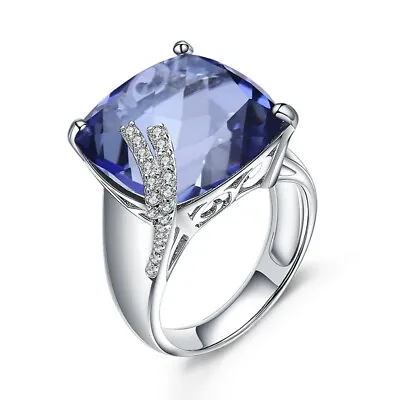 Natural Mystic Quartz Iolite Blue Gemstone Ring 925 Sterling Silver Wedding Ring • $55.42