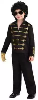 Black Military Jacket Michael Jackson Pop Star Dress Up Halloween Child Costume • $29.77