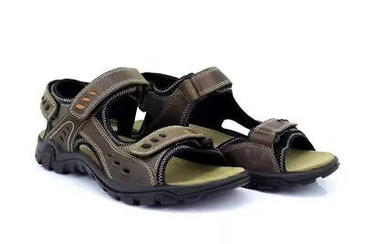 IMAC M222B Leather Brown Touch Fastening Deluxe Sports Summer Sandals UK 8 • £45.99