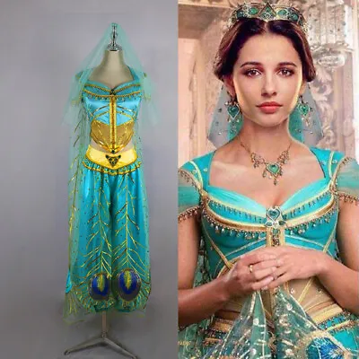 Adult Aladdin Princess Jasmine Cosplay Dress Halloween Costume Custom-Made • £80.36