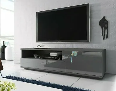 £134.95 • Buy GREY GLOSS FRONT TV Cabinet Stand Media Entertainment Unit 138cm Modern Muza